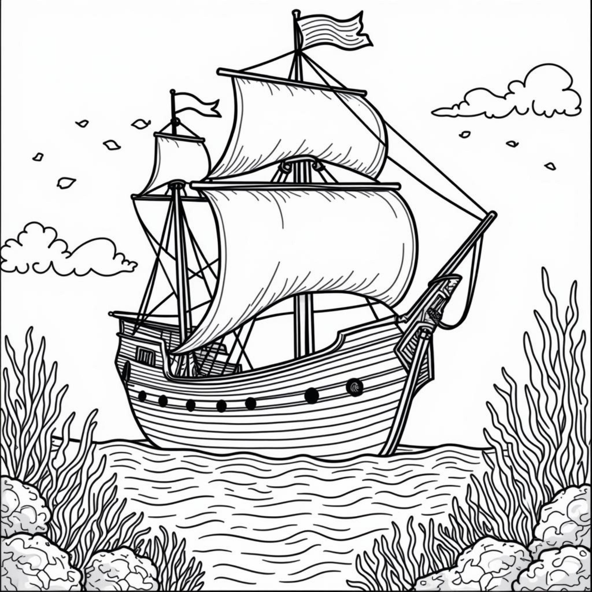 Unterwasser-Schiffcopyright-free-kostenlos-ausmalbild-malvorlage-coloringpage
