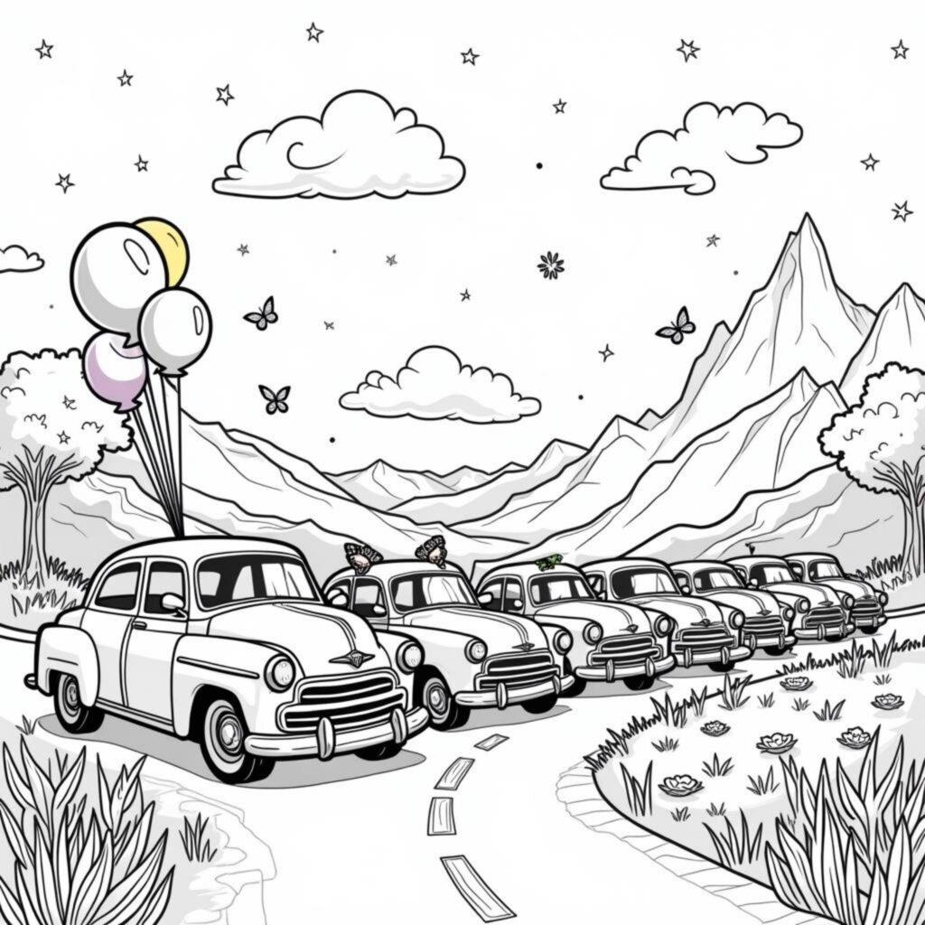 Vintage-Cartoon-Karavanserai-Fotografiecopyright-free-kostenlos-ausmalbild-malvorlage-coloringpage