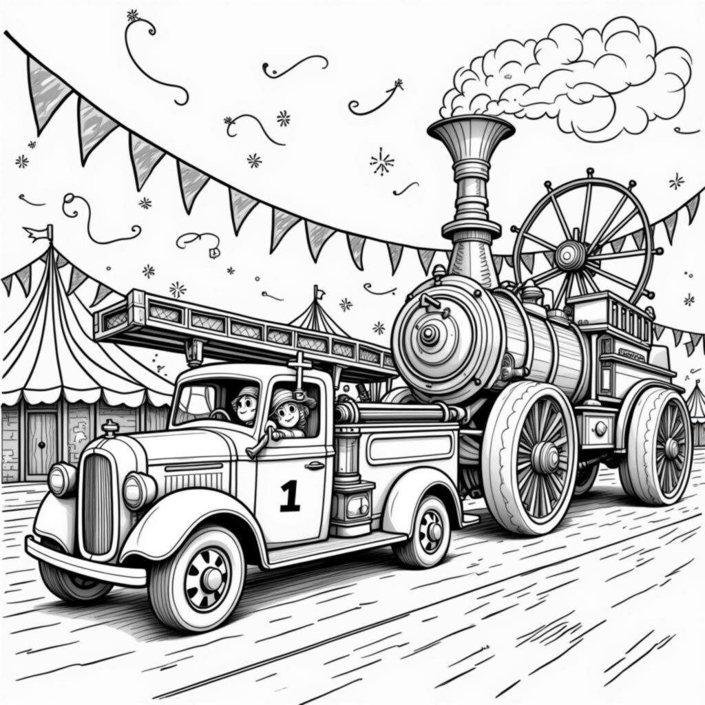 Vortyuschende-Feuerwehr-Fahrtcopyright-free-kostenlos-ausmalbild-malvorlage-coloringpage