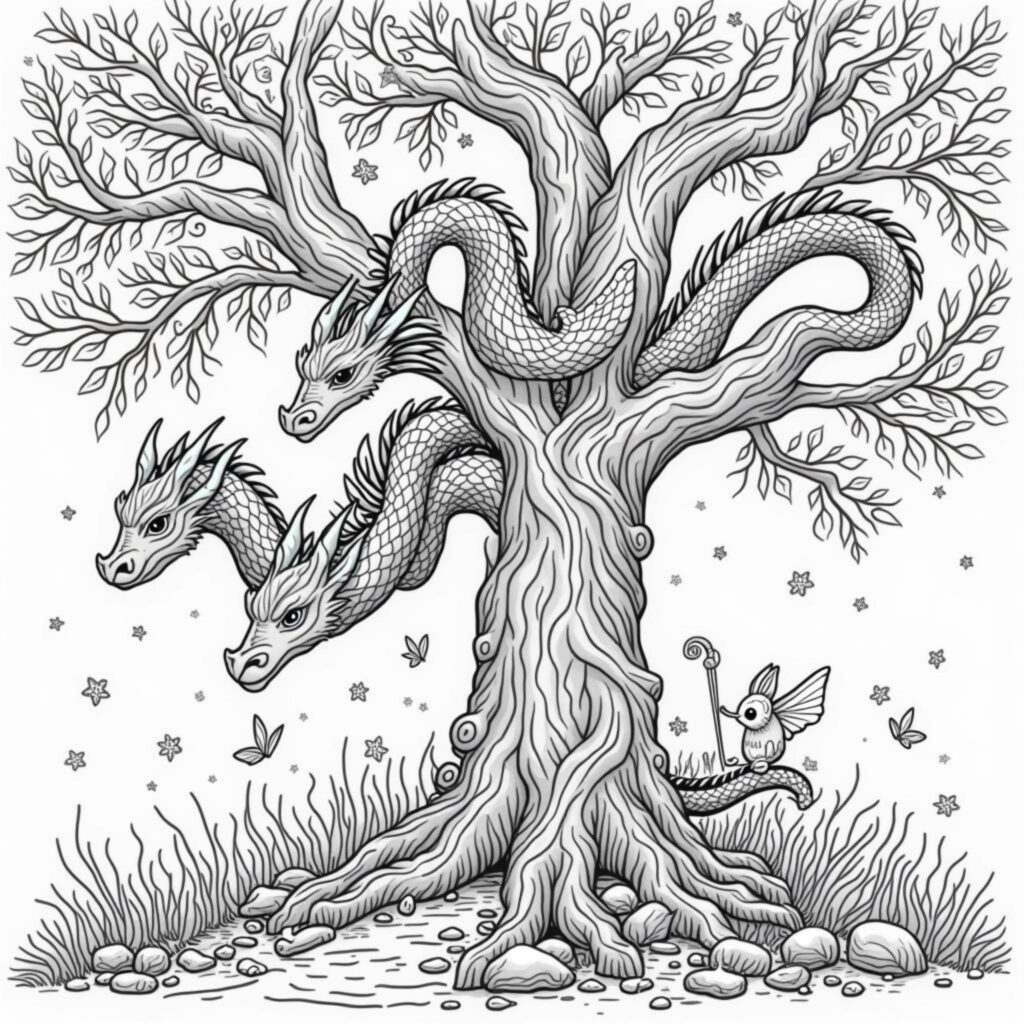 Zaubererdrache-Perle-des-Waldescopyright-free-kostenlos-ausmalbild-malvorlage-coloringpage