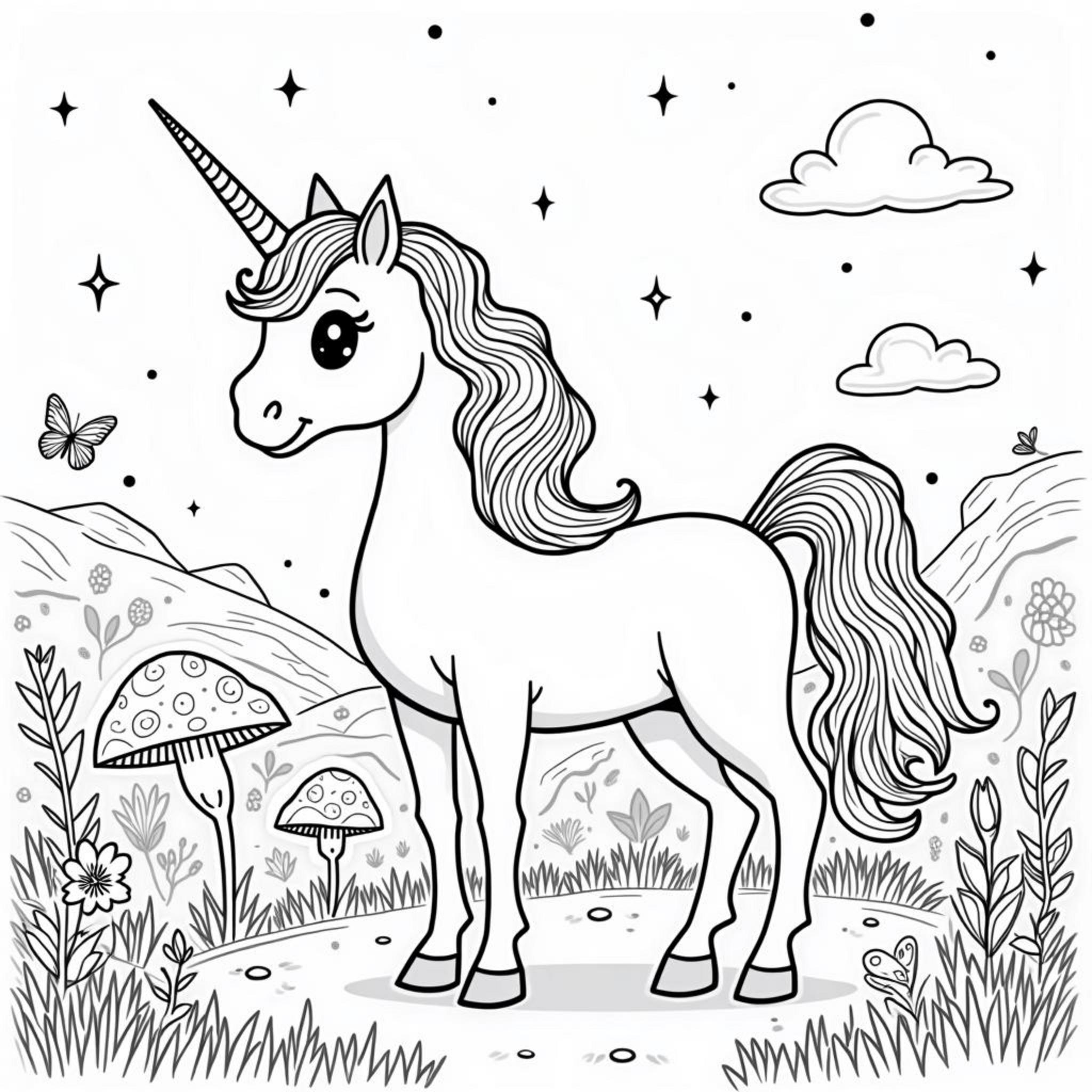 ein-horn-magisch-wiese.decopyright-free-kostenlos-ausmalbild-malvorlage-coloringpage