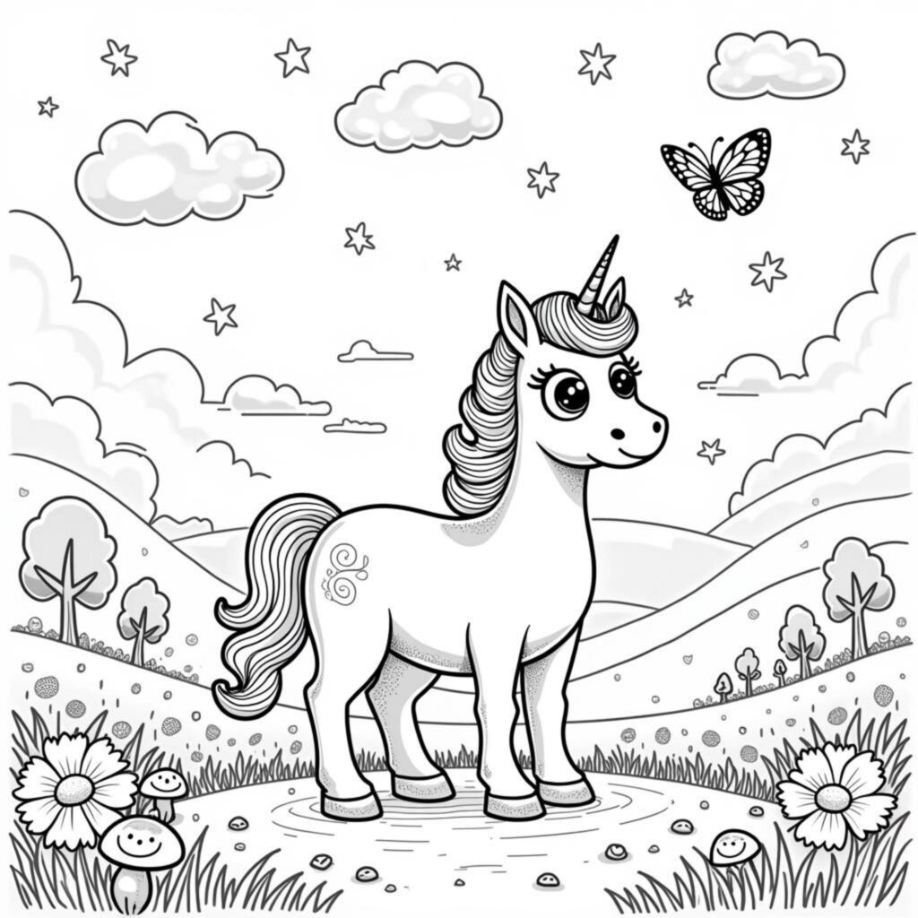 einhorn-im-magischen-garten.jpgcopyright-free-kostenlos-ausmalbild-malvorlage-coloringpage