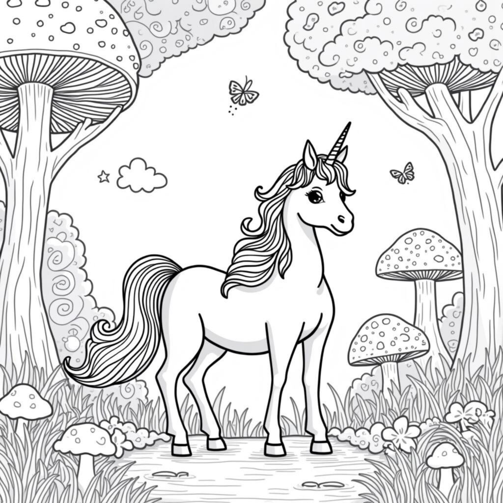 einhorn-wald-traum.jpegcopyright-free-kostenlos-ausmalbild-malvorlage-coloringpage