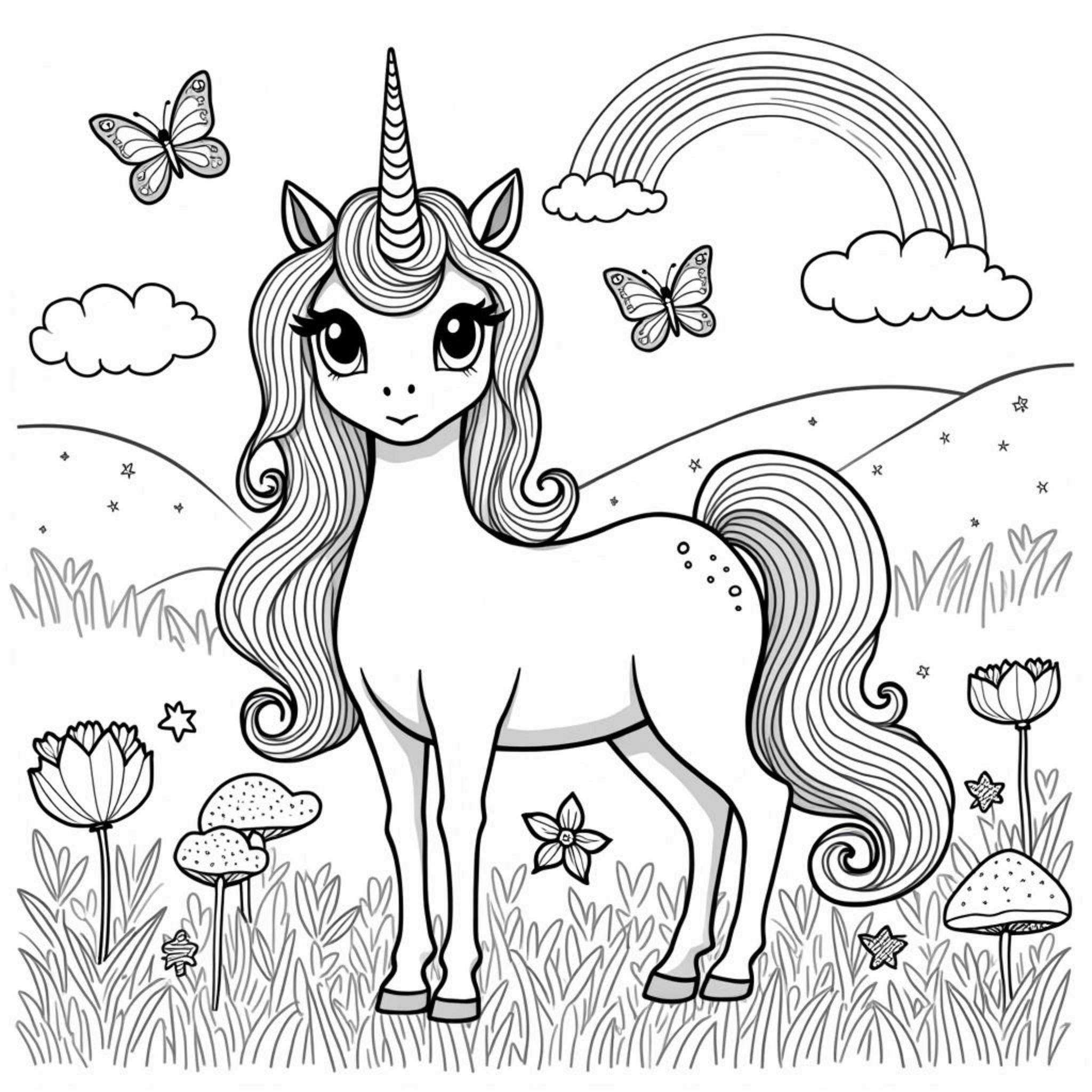 einhorn-wunderland-mit-blumen.jpgcopyright-free-kostenlos-ausmalbild-malvorlage-coloringpage