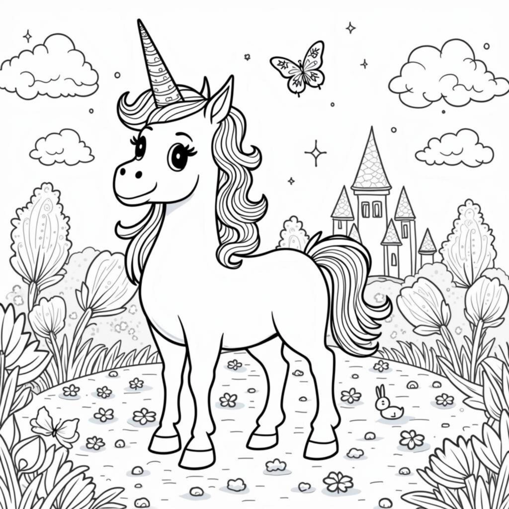 einhorn-wunderland-zauberhafte-blumen.jpgcopyright-free-kostenlos-ausmalbild-malvorlage-coloringpage