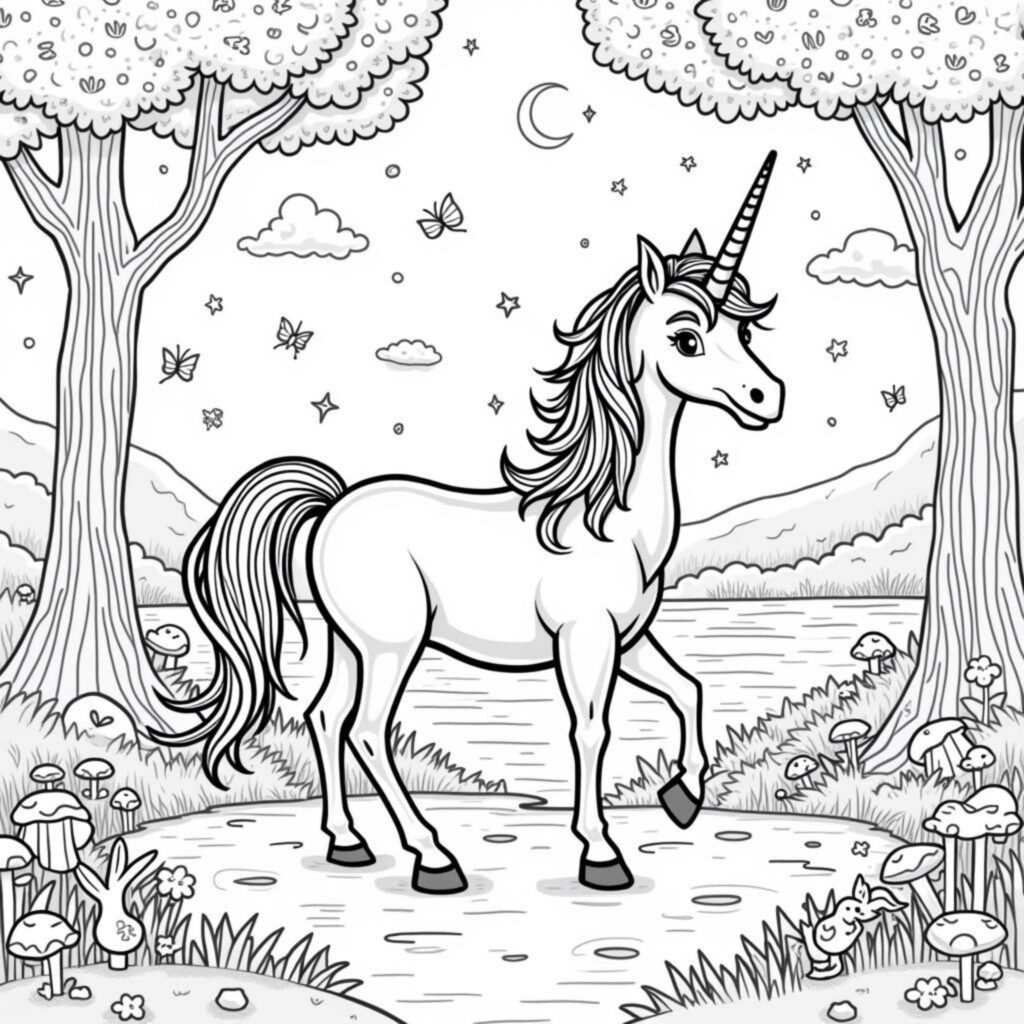 einhorntanz-im-myrchenwald.jpgcopyright-free-kostenlos-ausmalbild-malvorlage-coloringpage