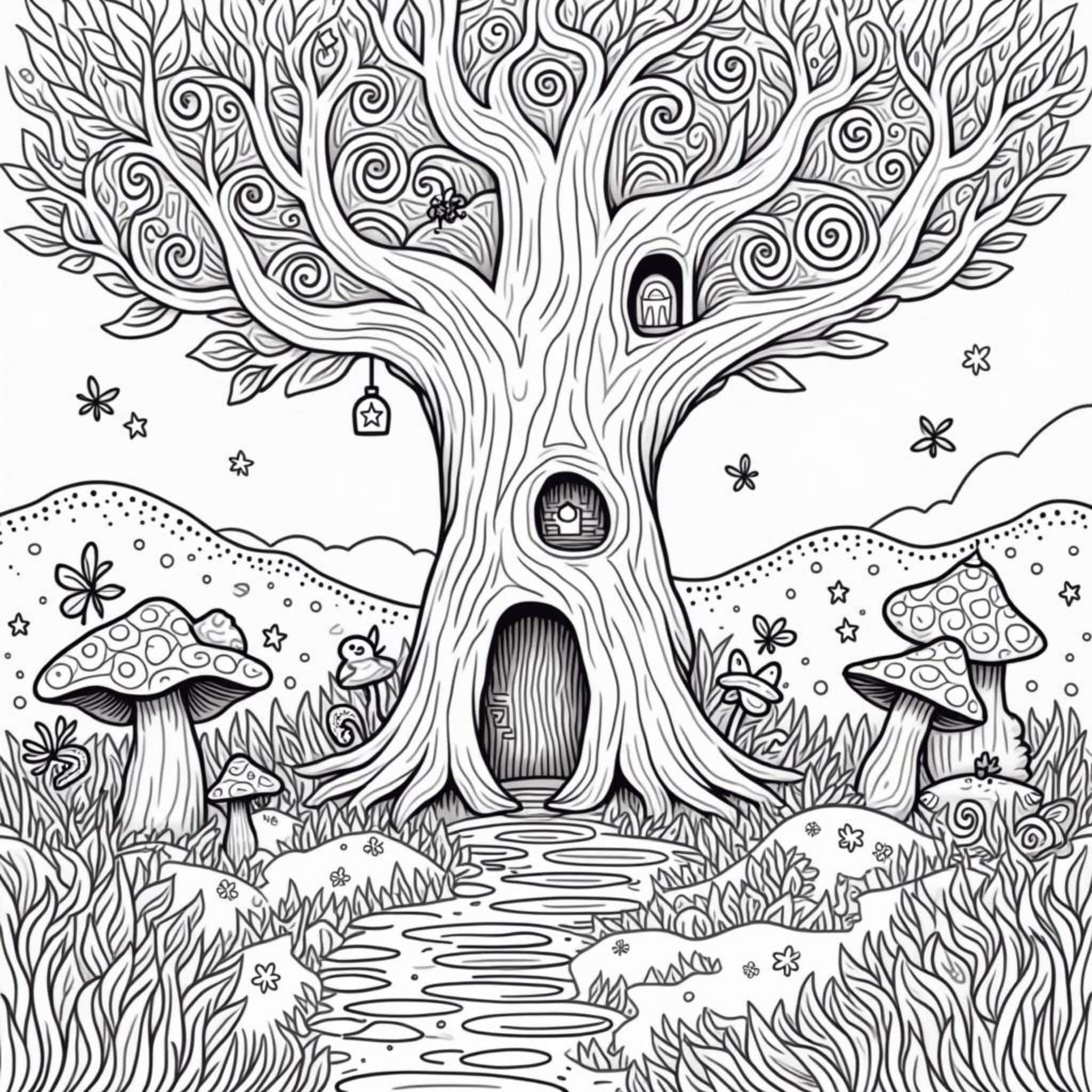 fantastischer-alter-baum-mit-feenhyusern.jpgcopyright-free-kostenlos-ausmalbild-malvorlage-coloringpage