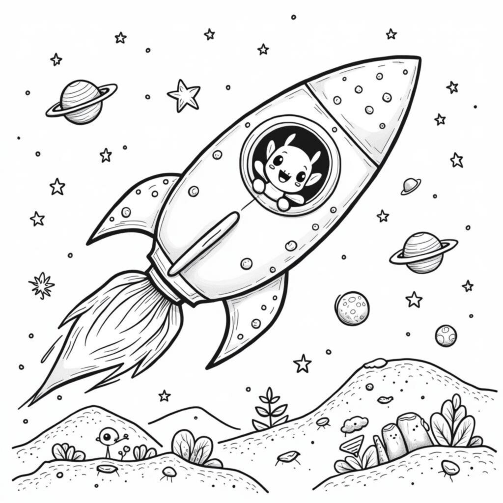 freundliche-rakete-im-weltraum.decopyright-free-kostenlos-ausmalbild-malvorlage-coloringpage