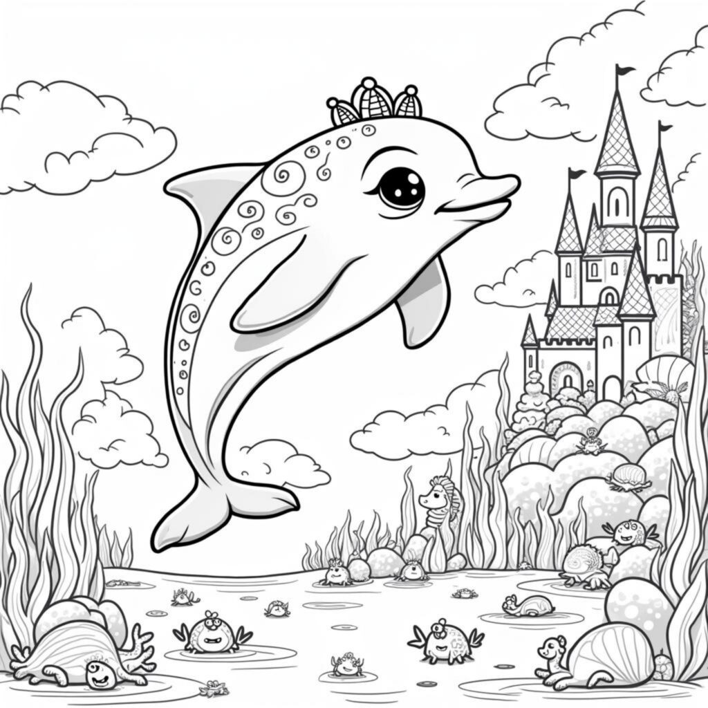 fryhlicher-delfin-unterwasser-abenteuer.jpgcopyright-free-kostenlos-ausmalbild-malvorlage-coloringpage