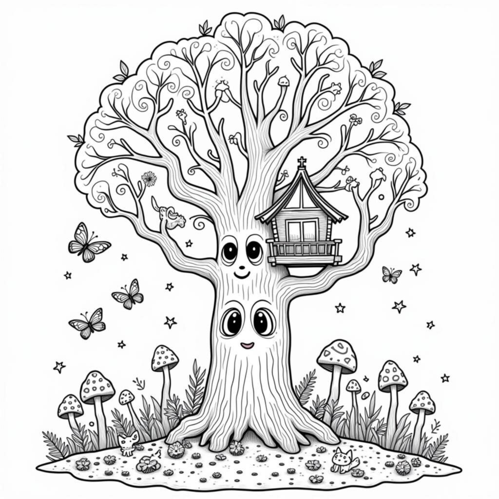 lebendiger-baum-mit-baumhaus.jpgcopyright-free-kostenlos-ausmalbild-malvorlage-coloringpage