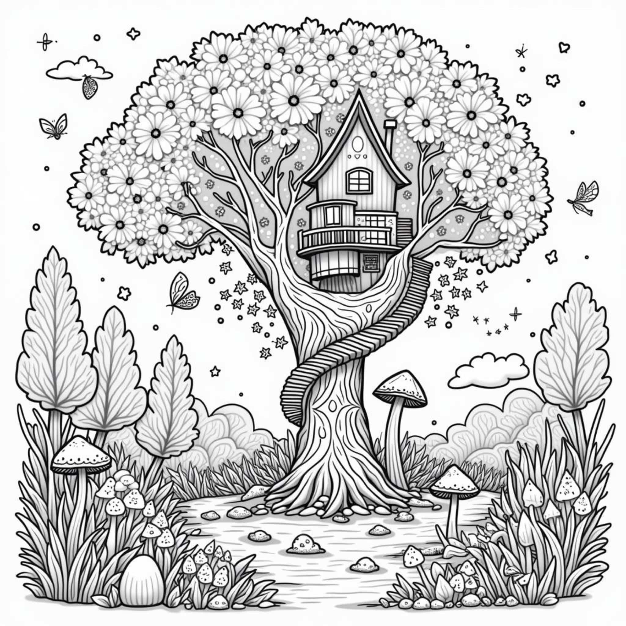 magischer-baum-haus-wald-abenteuer.jpgcopyright-free-kostenlos-ausmalbild-malvorlage-coloringpage