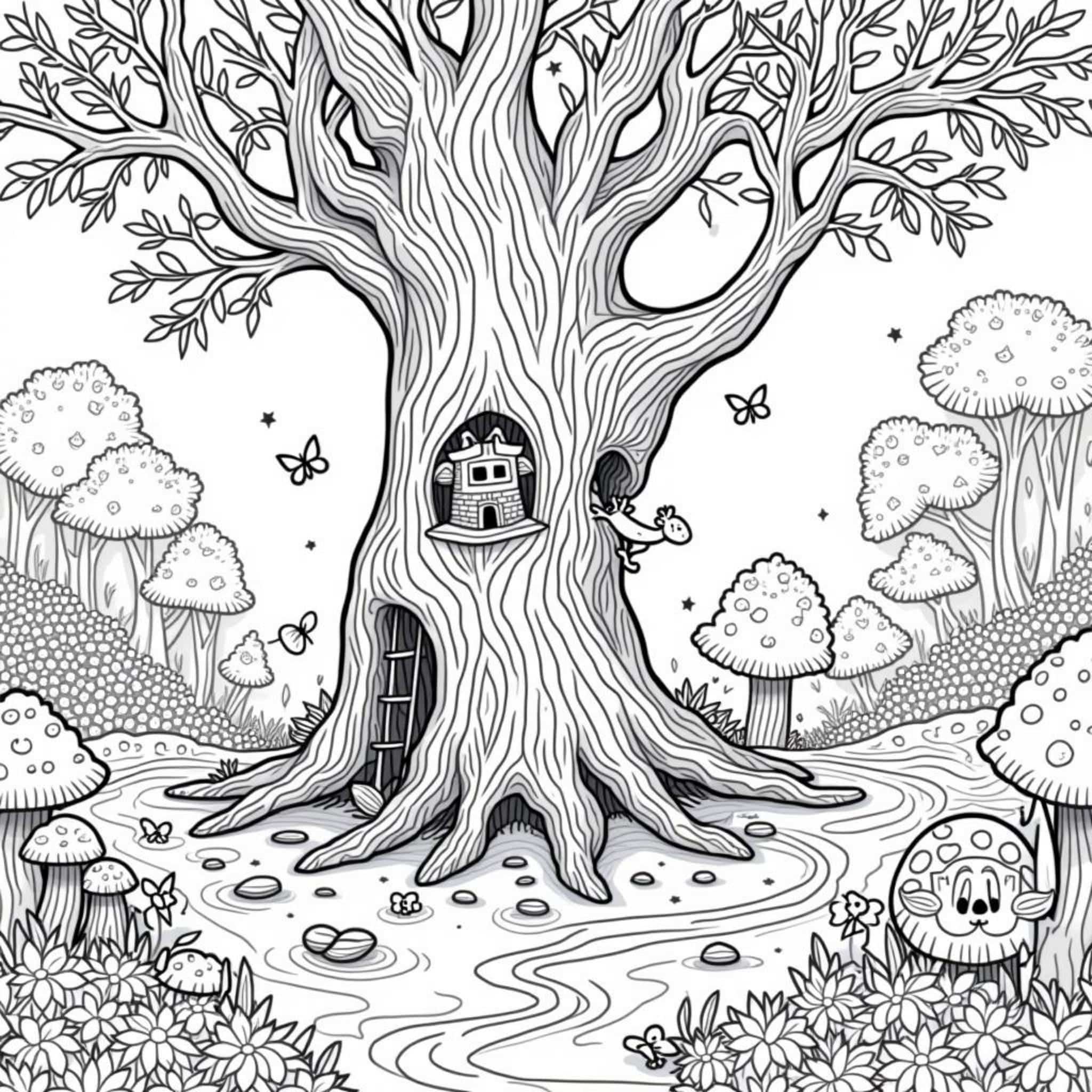 magischer-baum-mit-baumhaus.jpgcopyright-free-kostenlos-ausmalbild-malvorlage-coloringpage