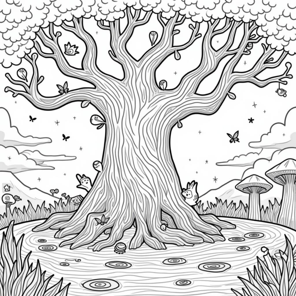 magischer-baum-wald-kreaturen.jpgcopyright-free-kostenlos-ausmalbild-malvorlage-coloringpage
