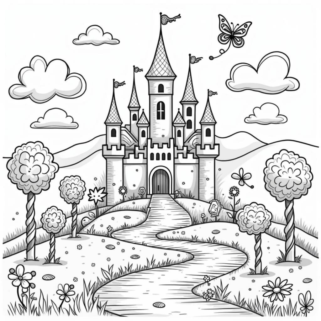 magisches-schloss-mit-suessen-baeumen.jpgcopyright-free-kostenlos-ausmalbild-malvorlage-coloringpage