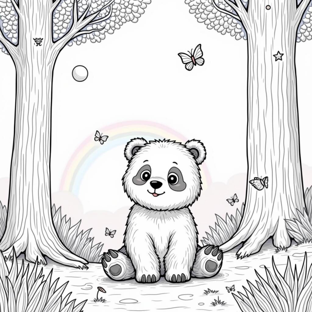 panda-birne-blick-in-den-waldcopyright-free-kostenlos-ausmalbild-malvorlage-coloringpage