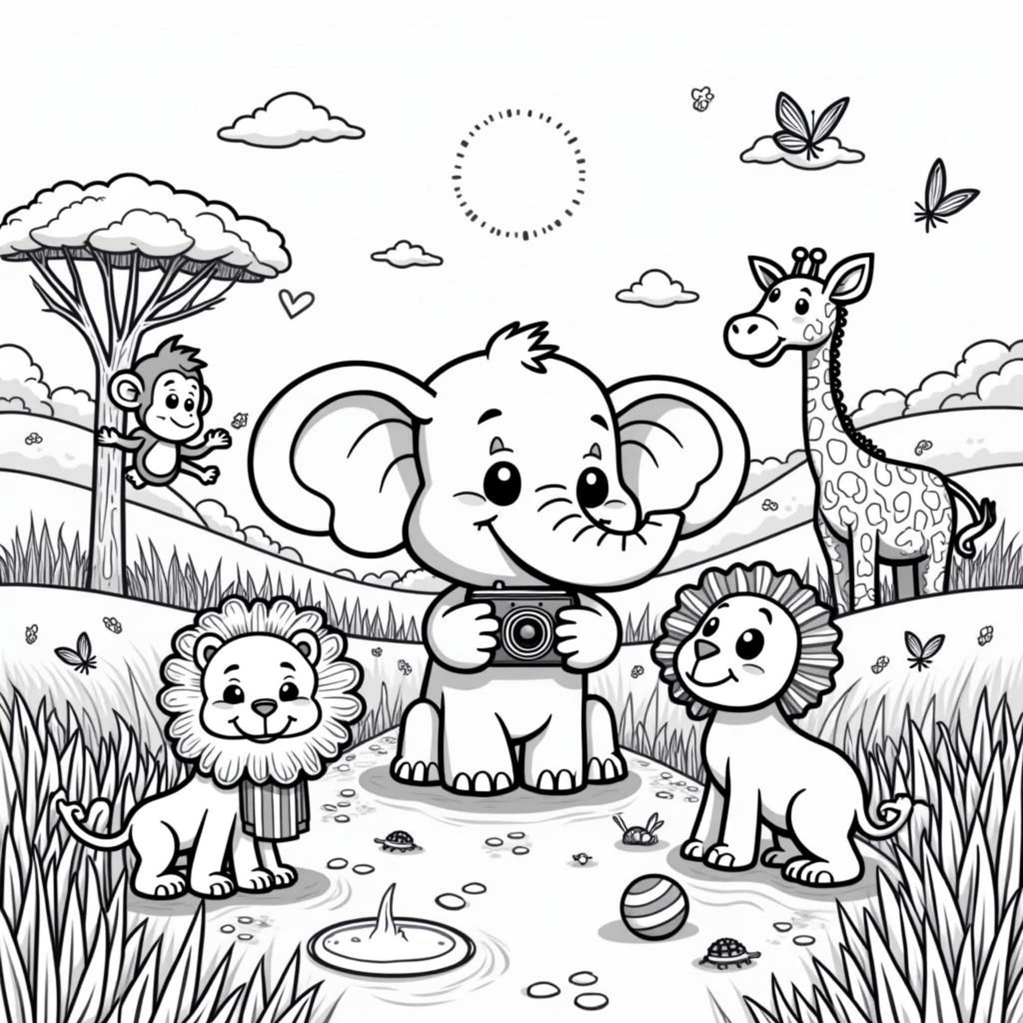 spielende-tiere-safari-szene.jpgcopyright-free-kostenlos-ausmalbild-malvorlage-coloringpage