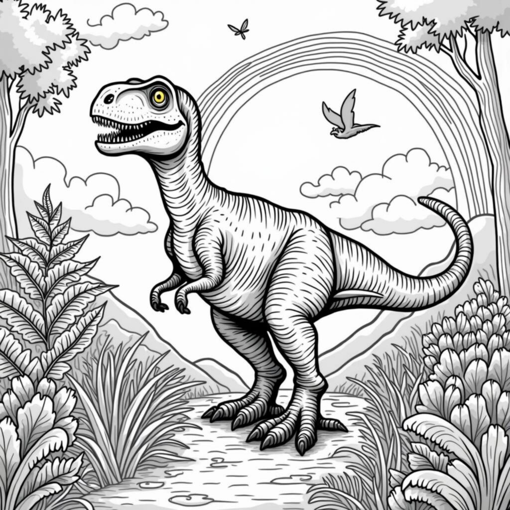 t-r-ex-landschaftcopyright-free-kostenlos-ausmalbild-malvorlage-coloringpage