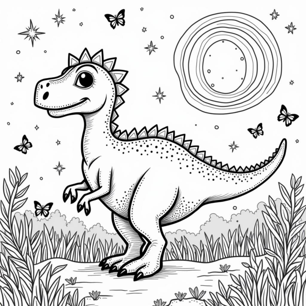 tyrannosaurus-t-rex-prehistorische-wylder-magiecopyright-free-kostenlos-ausmalbild-malvorlage-coloringpage