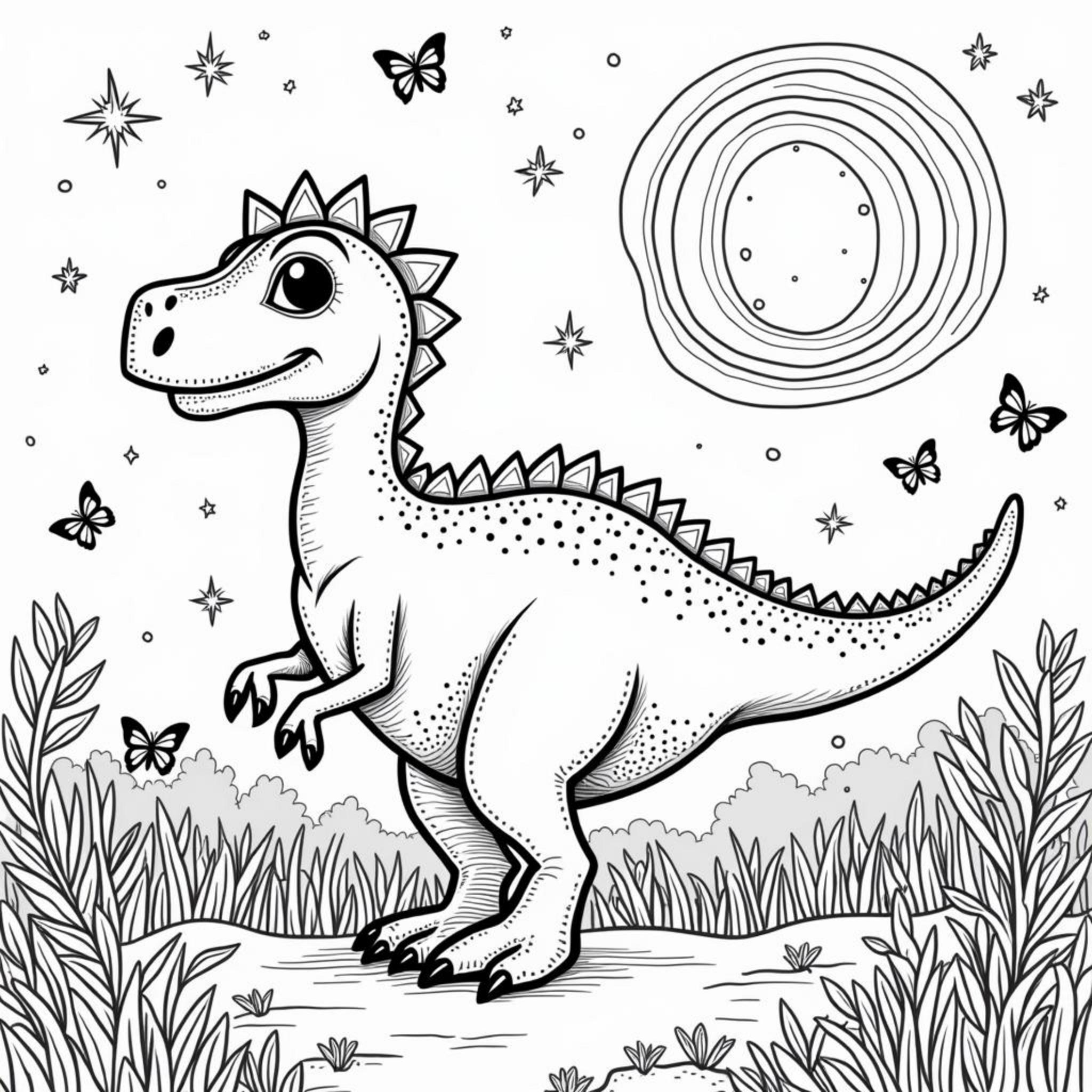 tyrannosaurus-t-rex-prehistorische-wylder-magiecopyright-free-kostenlos-ausmalbild-malvorlage-coloringpage