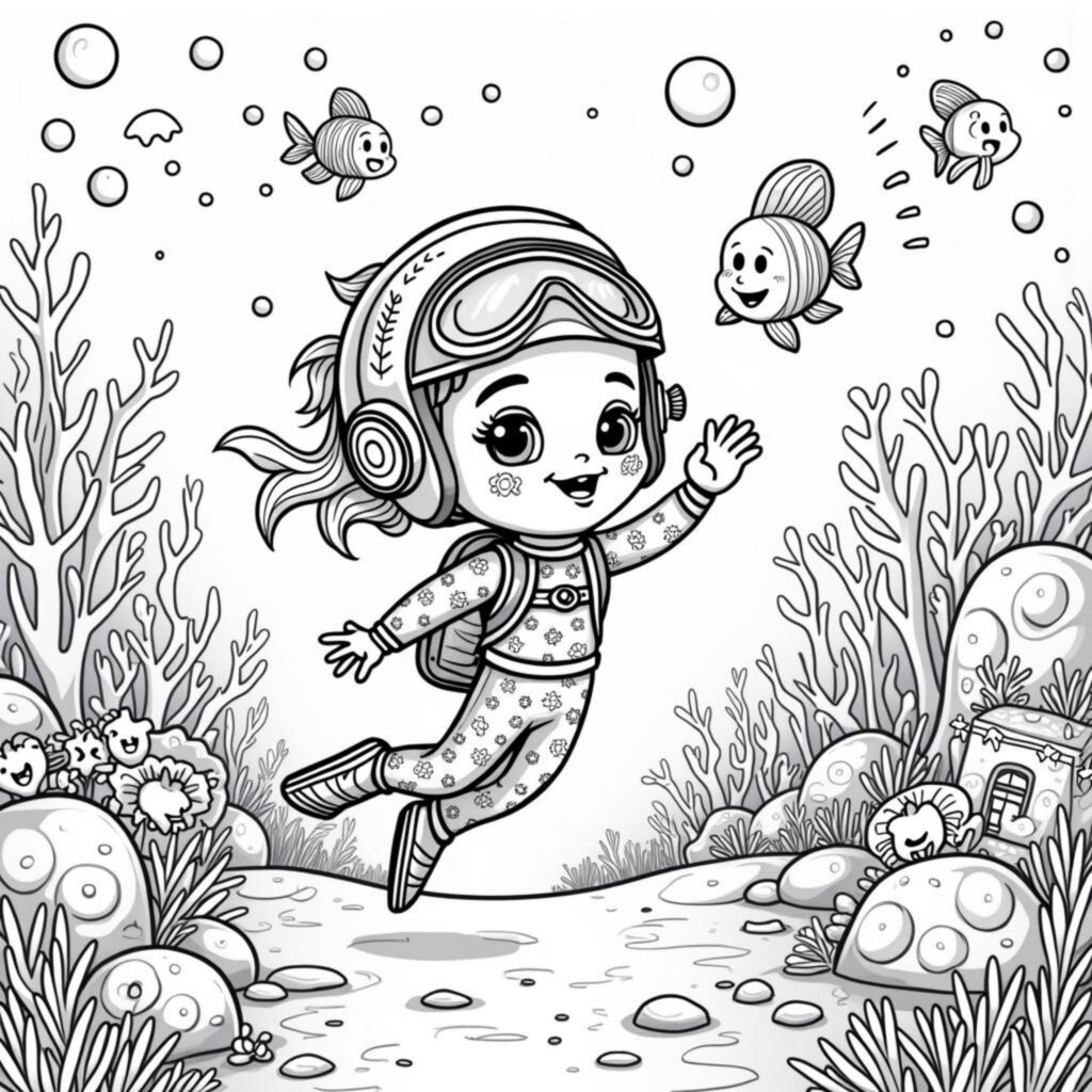 unterwasser-abenteuer-taucher-kind.jpgcopyright-free-kostenlos-ausmalbild-malvorlage-coloringpage