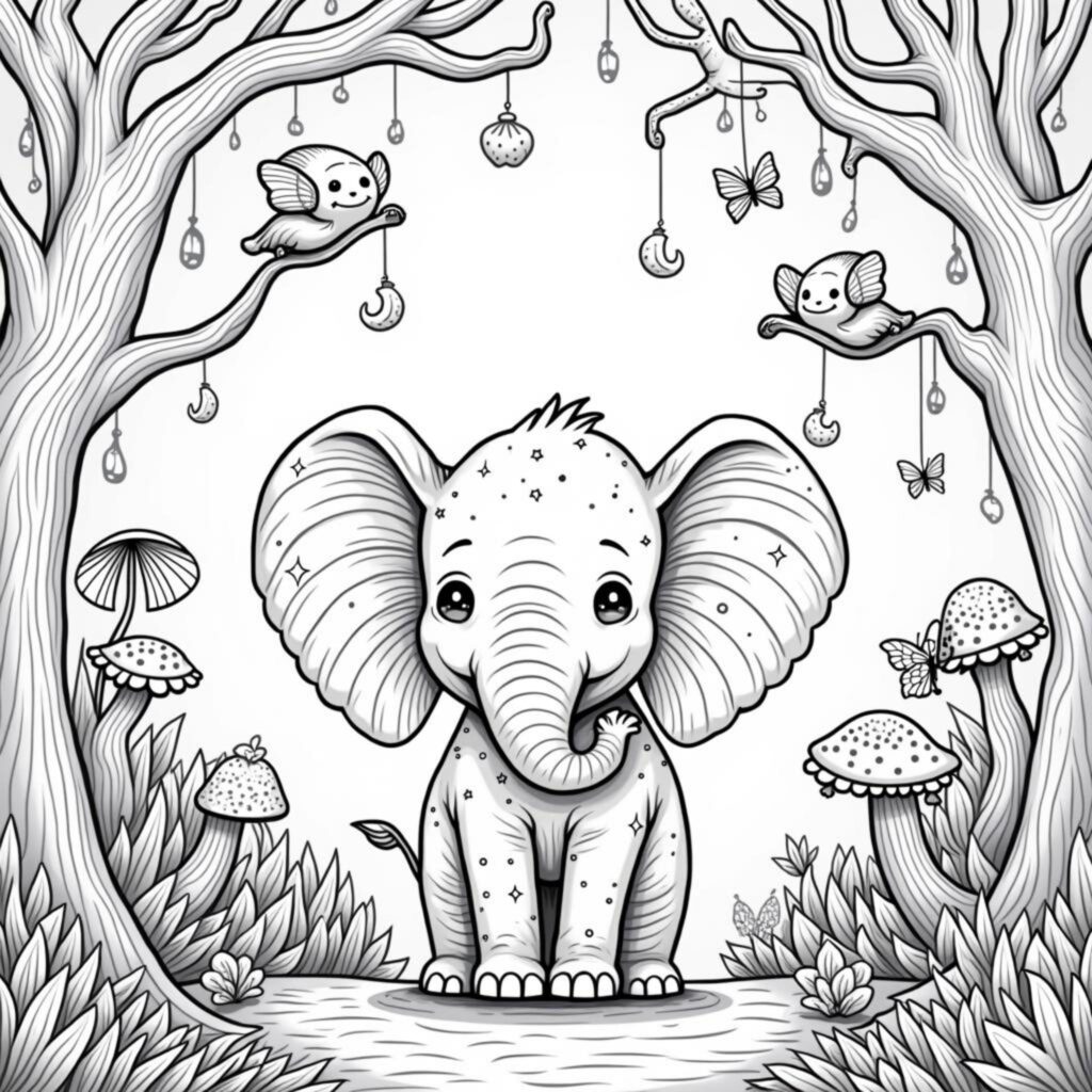 verspielter-elefant-im-dream-jungle.jpgcopyright-free-kostenlos-ausmalbild-malvorlage-coloringpage