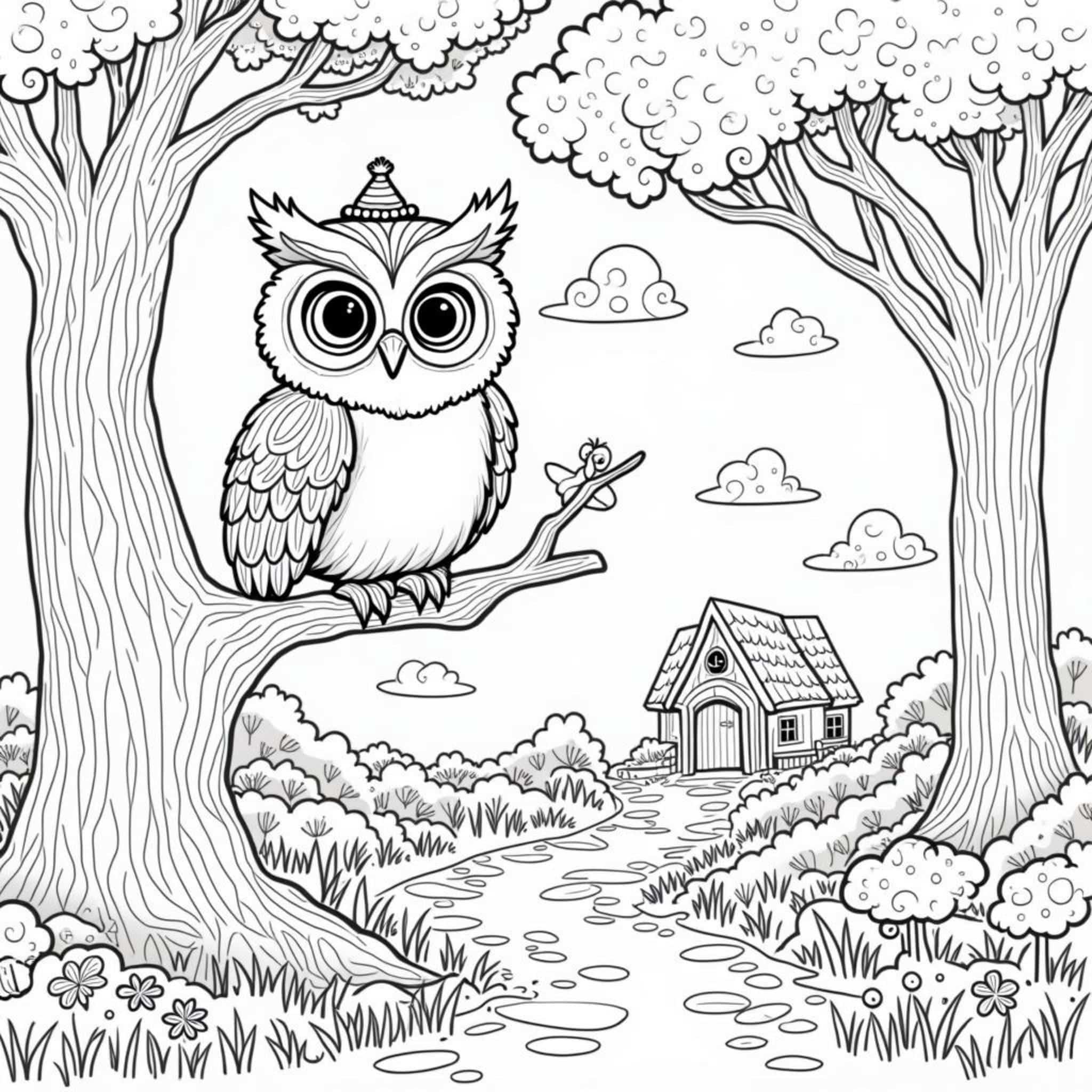 weise-eule-im-verzauberten-wald.jpgcopyright-free-kostenlos-ausmalbild-malvorlage-coloringpage