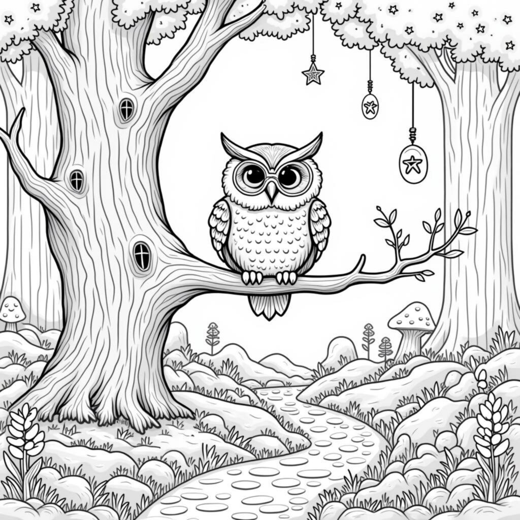 weise-eule-magischer-wald.jpgcopyright-free-kostenlos-ausmalbild-malvorlage-coloringpage
