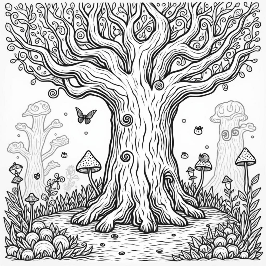 zauberhafter-alter-baum-wald.jpgcopyright-free-kostenlos-ausmalbild-malvorlage-coloringpage