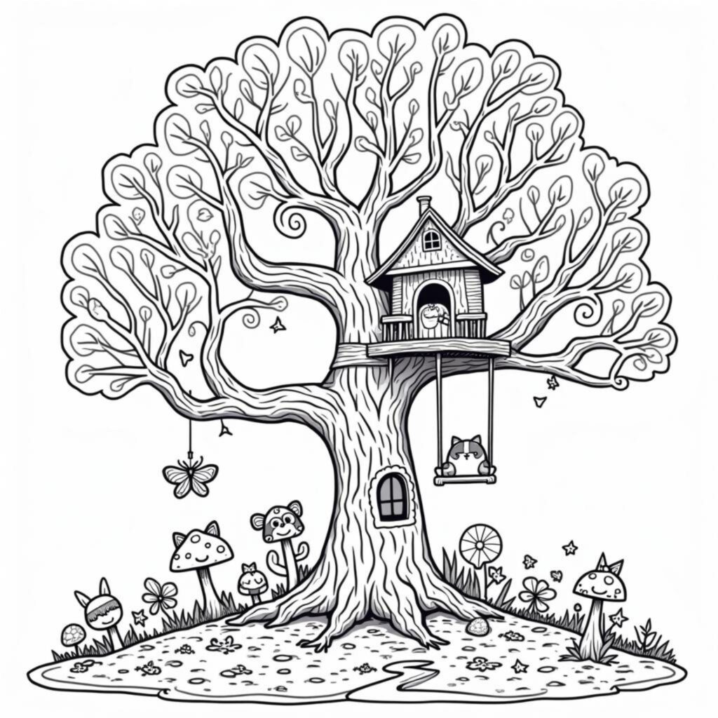 zauberhafter-baum-mit-baumhaus.jpgcopyright-free-kostenlos-ausmalbild-malvorlage-coloringpage