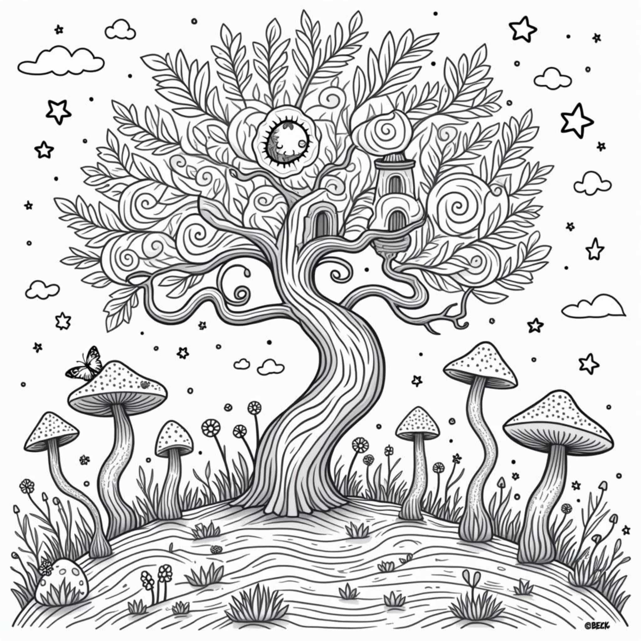 zauberhafter-baumhaus-wald.jpgcopyright-free-kostenlos-ausmalbild-malvorlage-coloringpage