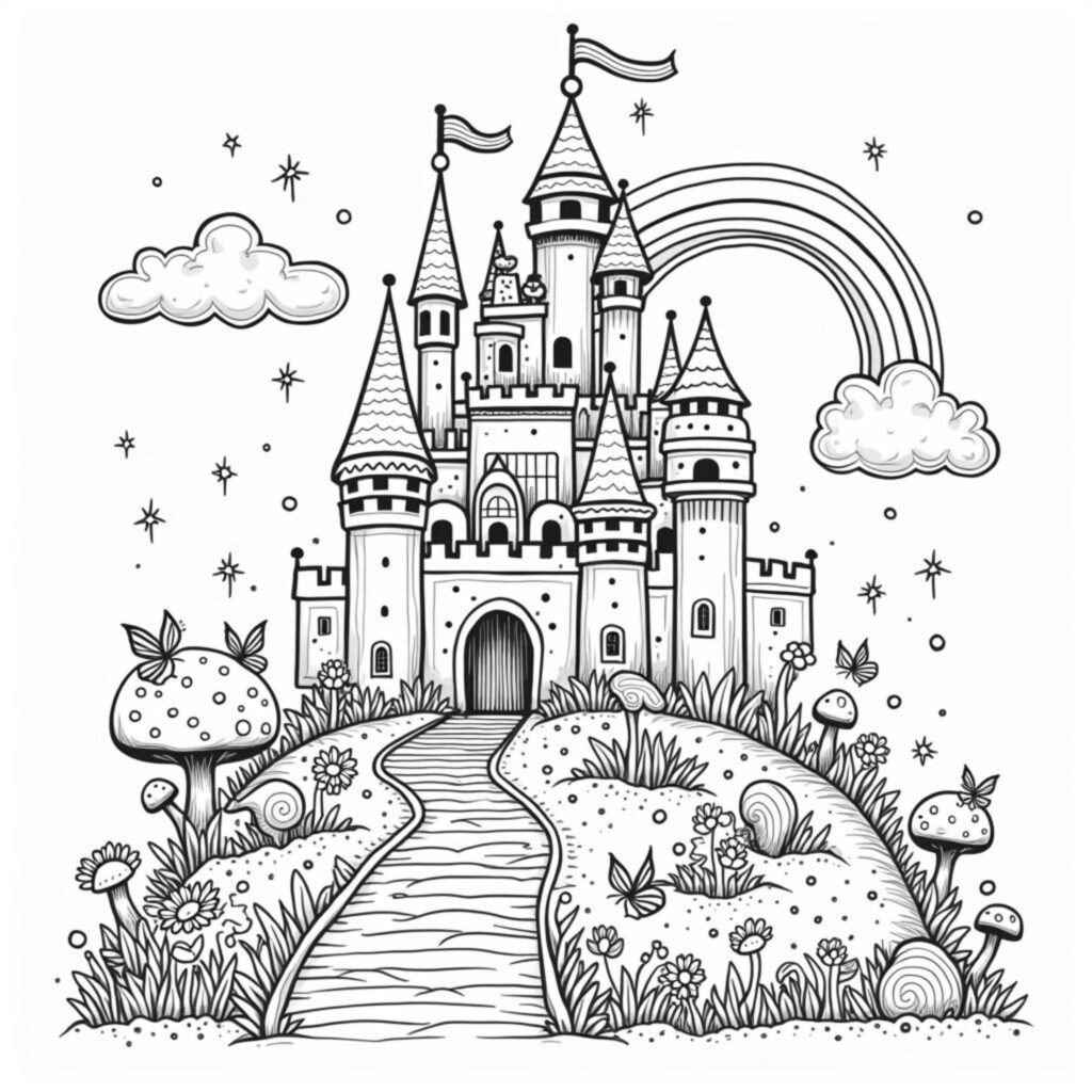 zauberhaftes-schloss-traumland.jpgcopyright-free-kostenlos-ausmalbild-malvorlage-coloringpage