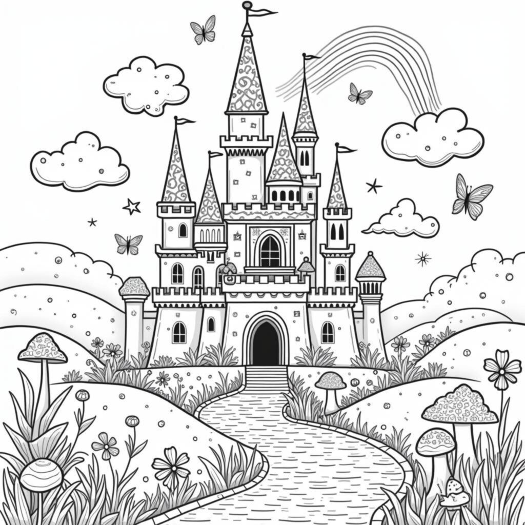 zauberhaftes-schloss.jpgcopyright-free-kostenlos-ausmalbild-malvorlage-coloringpage