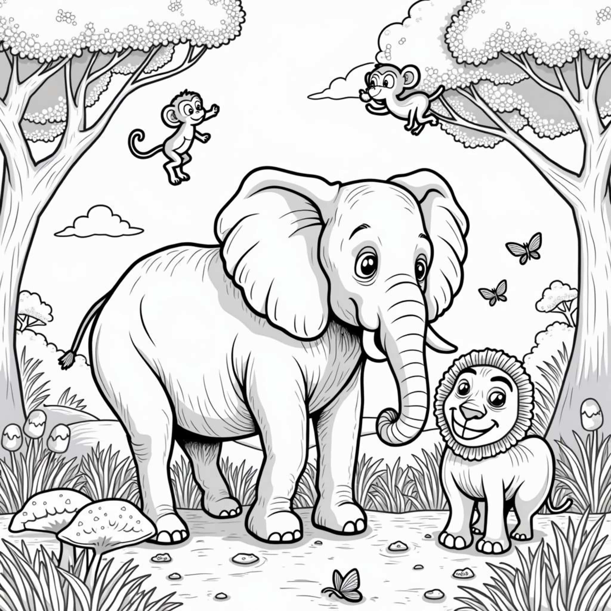afrikanische-tiere-safari-szene.jpgcopyright-free-kostenlos-ausmalbild-malvorlage-coloringpage
