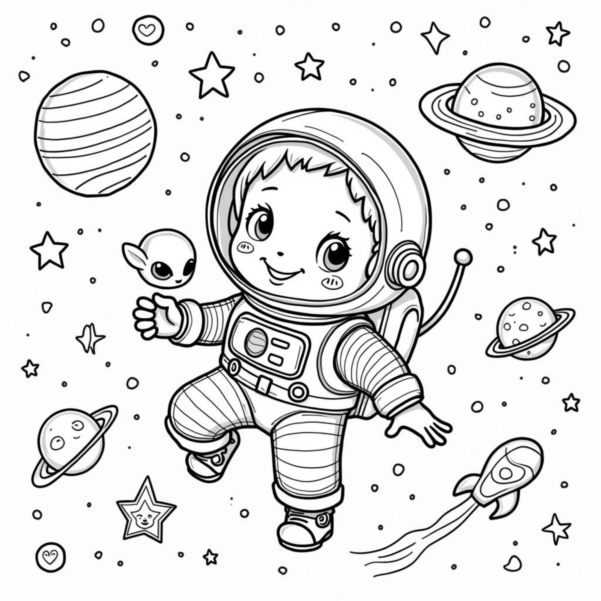 fryhlicher-astronaut-im-weltraum.decopyright-free-kostenlos-ausmalbild-malvorlage-coloringpage