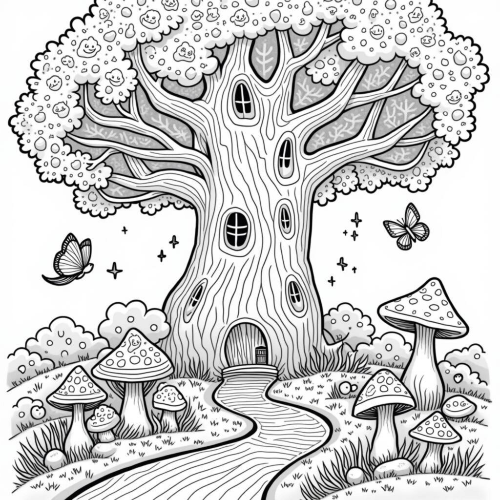 verzauberte-baum-zauberwald.decopyright-free-kostenlos-ausmalbild-malvorlage-coloringpage