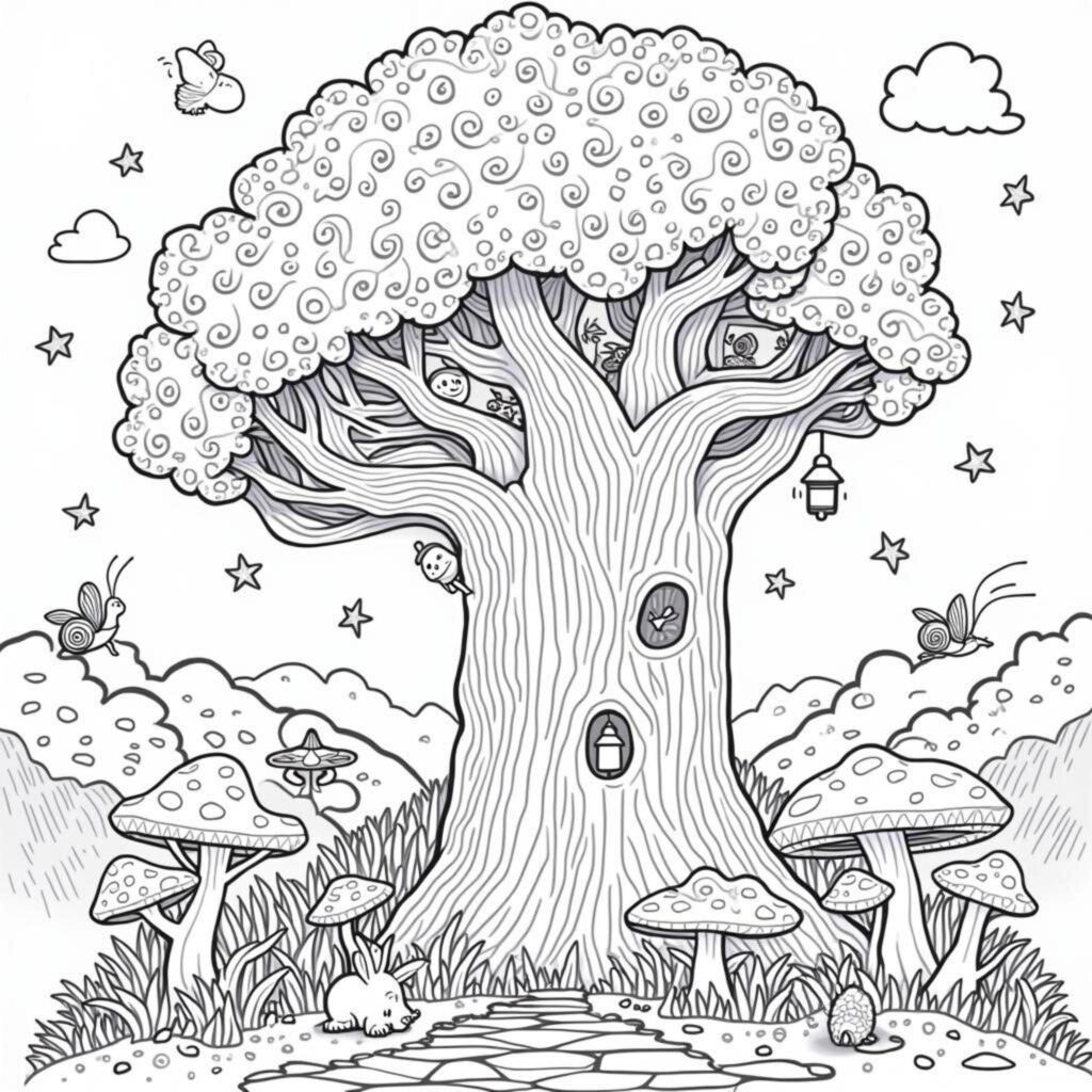 zauberhafter_baum_mit_fairies.jpgcopyright-free-kostenlos-ausmalbild-malvorlage-coloringpage