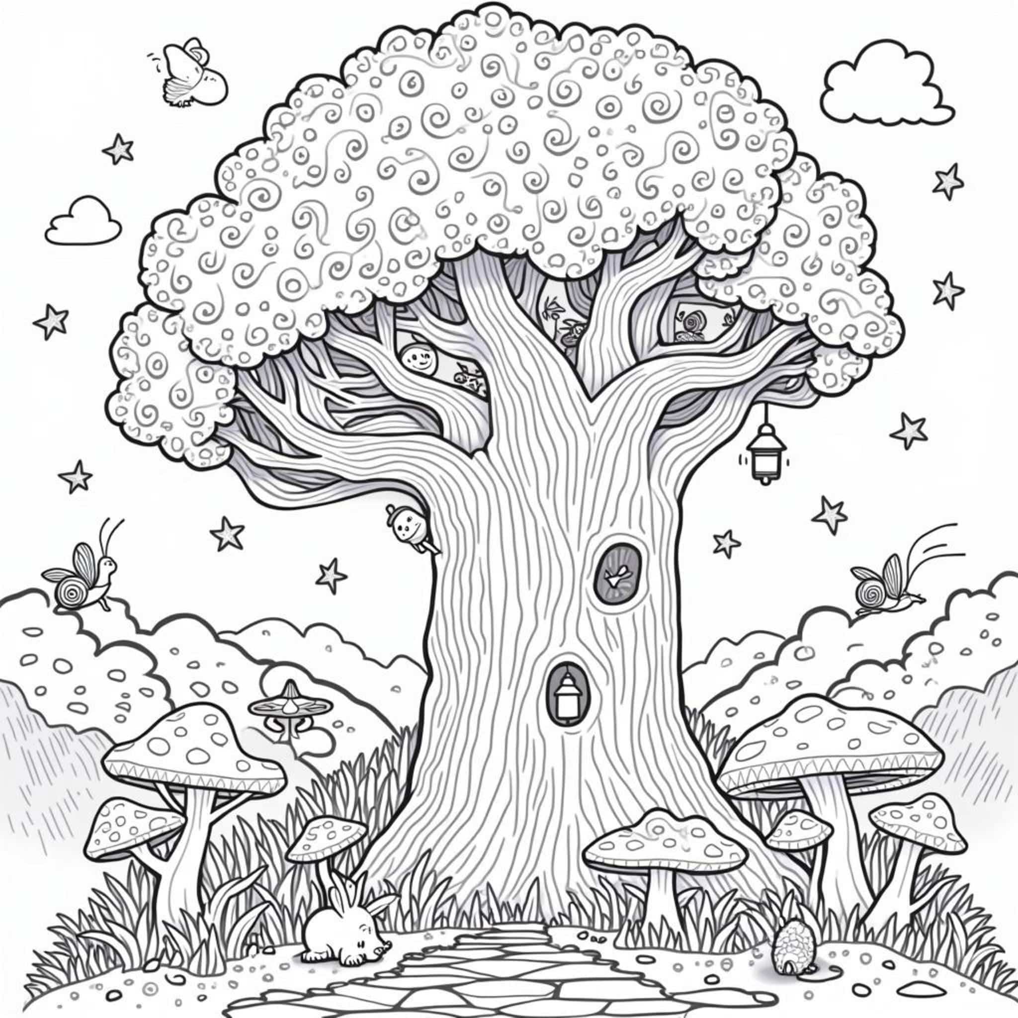 zauberhafter_baum_mit_fairies.jpgcopyright-free-kostenlos-ausmalbild-malvorlage-coloringpage
